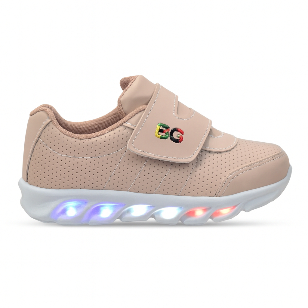 Tenis Menina Menino LED Casual Preto Rosa Crinça Tênis com Luz Caminha Esportivo