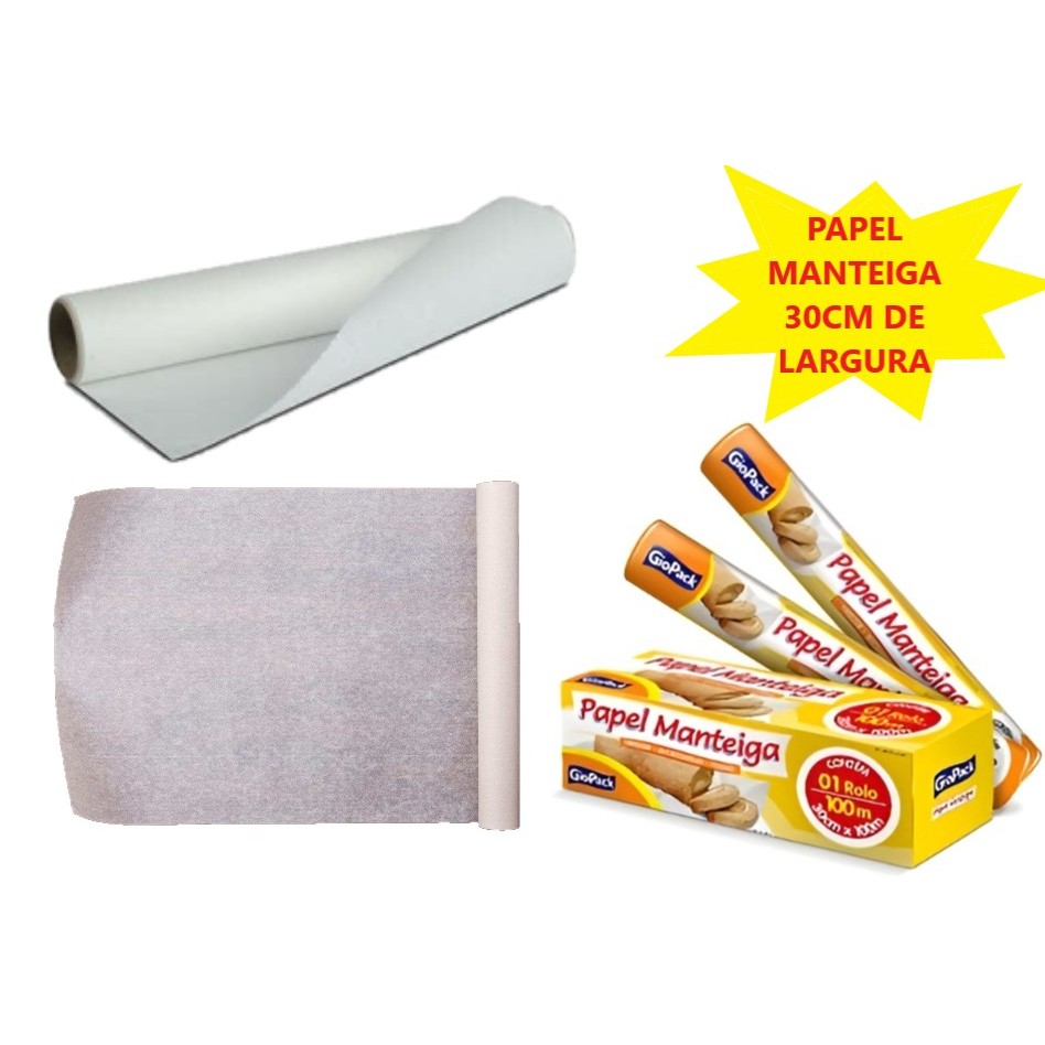 Kit 3 Rolo Papel Manteiga 30cm – Antiaderente Ideal para Forno Confeitaria e Cozinha Profissional