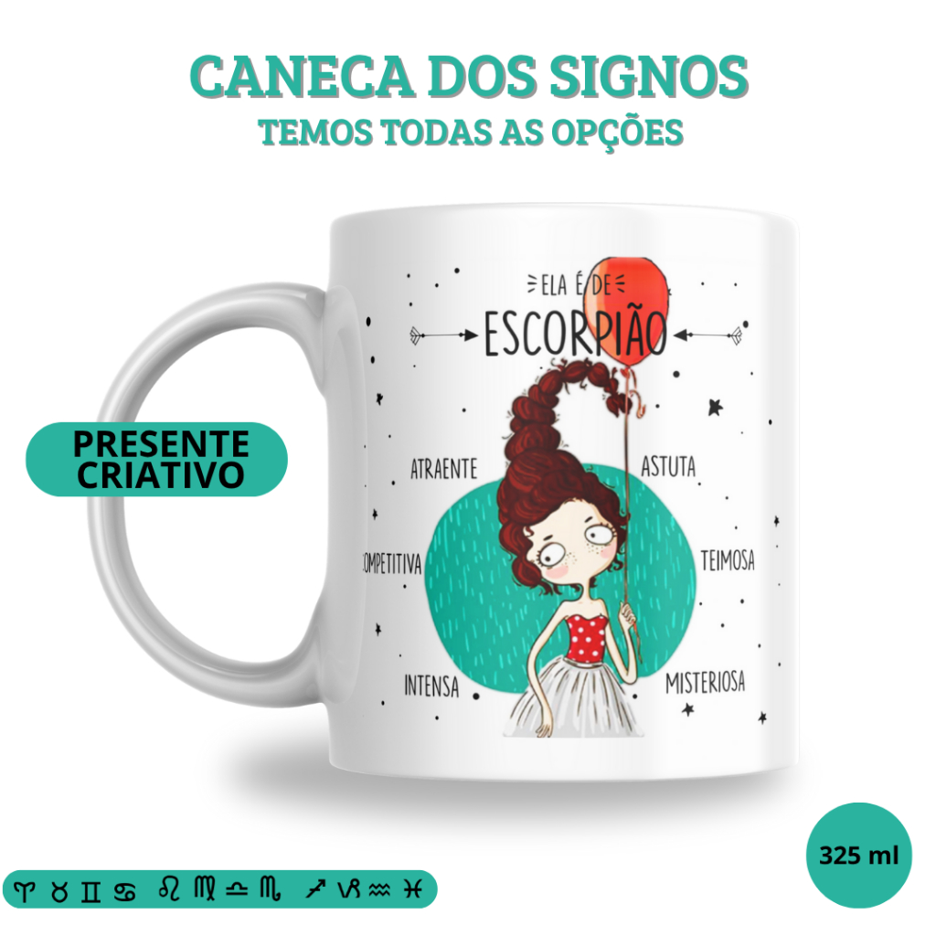 Caneca Signos Personalizada – Todos os Signos do Zodíaco | Caneca Criativa para Presente |Astrologia