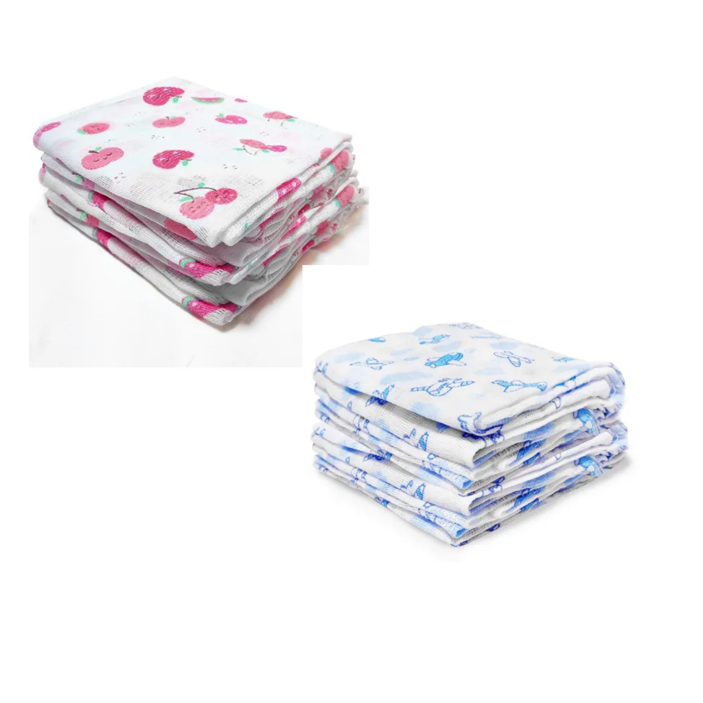 Fralda de Pano | Minasrey Carícia Baby | 5 un. 60×60 cm | Rosa ou Azul | Macia e Absorvente em Oferta na Shopee