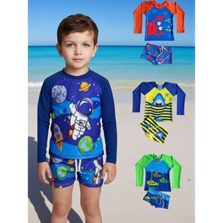 Kit Banho Conjunto Infantil Moda Praia Menino Verão Blusa Camisa Proteção Solar Uv50 Sunga Infantil em Oferta na Shopee