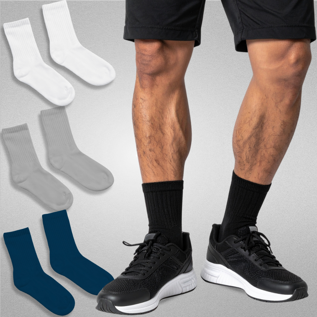Kit 3 Pares Meia Masculina Fitness Cano Médio Academia Treino Respiravel