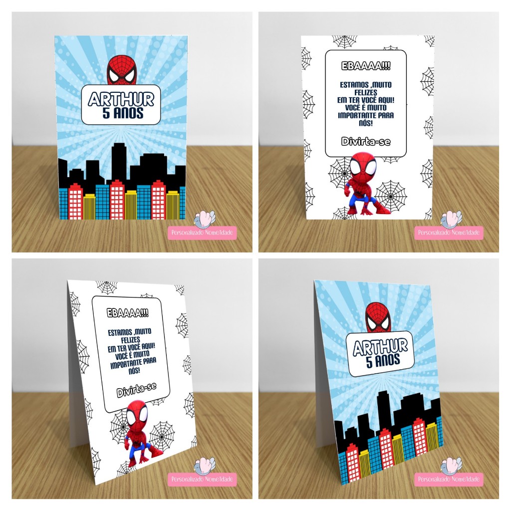 Plaquinha Homem Aranha - Centro de Mesa Agradecimento para Festas-Enfeite de Mesa-Festa Infantil