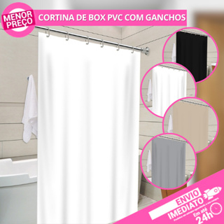 Cortina Box Lisa Impermeável Com Ganchos 100% PVC Anti Mofo Resistente Alta Qualidade Para Banheiro em Oferta na Shopee