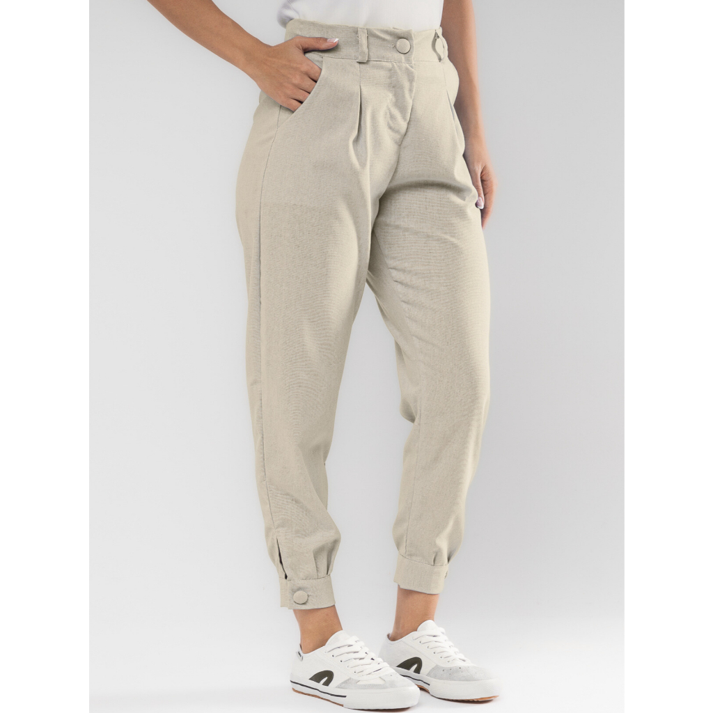Calça Clochard Feminina Alfaiataria Linhão Premium Cintura Alta com Amarração Tamanhos P ao GG