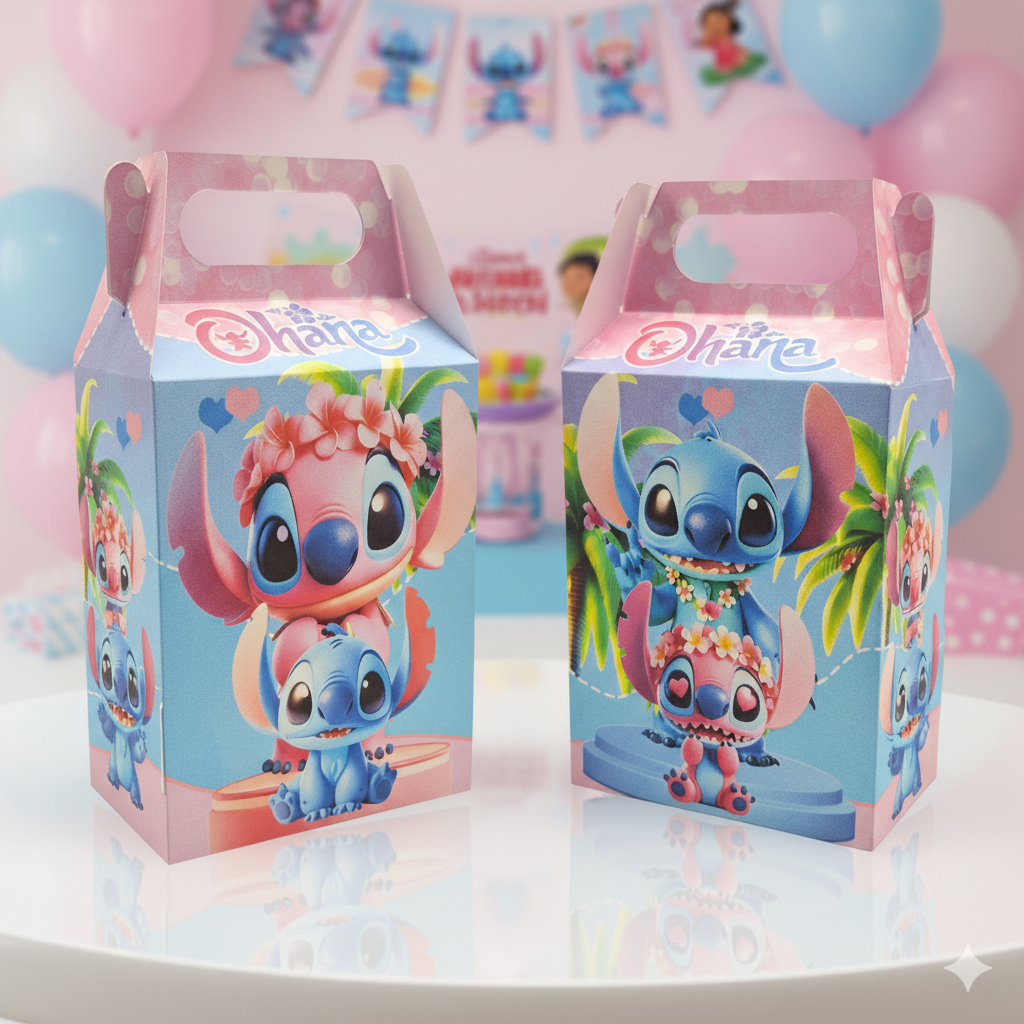 Até 30un Caixinhas Decoração Maleta Surpresa Maletinha / lembrancinha  Festa - Stitch & Angel em Oferta na Shopee