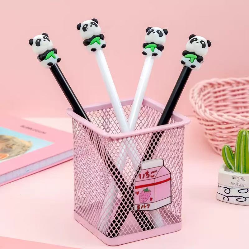 Kit de 12/24 Peças Caneta Gel Formado Panda e Capivala Tinta Preto Ponta Fina 0.5mm