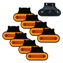 kit 8 Lanterna Led Lateral Carreta Suporte Amarela Com Suporte Bau Caminhao Carreta