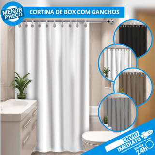 Cortina de Box Vinil Lisa Banheiro Moderna Impermeável Com Ganchos Anti-Mofo - Envio Imediato em Oferta na Shopee