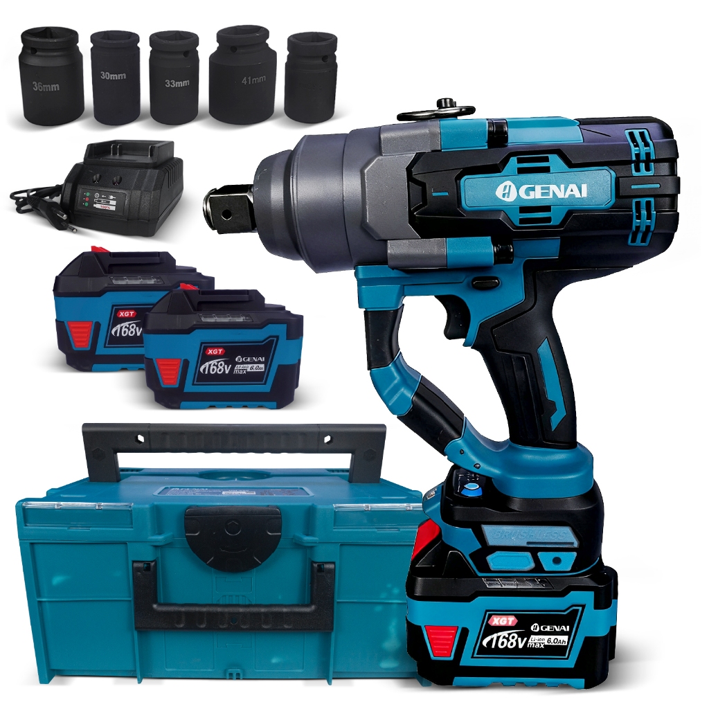 Chave de Impacto 168V 3000N.m 1500W Motor Sem Escova - Kit com 2 Baterias e Maleta em Oferta na Shopee
