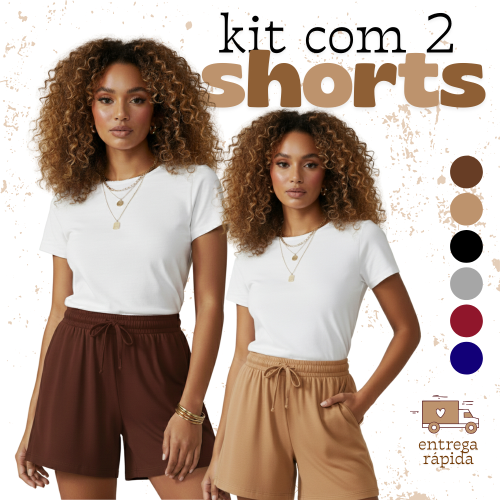 Kit com 2 Short Feminino Molinho Leve Confortável Viscolycra em Oferta na Shopee