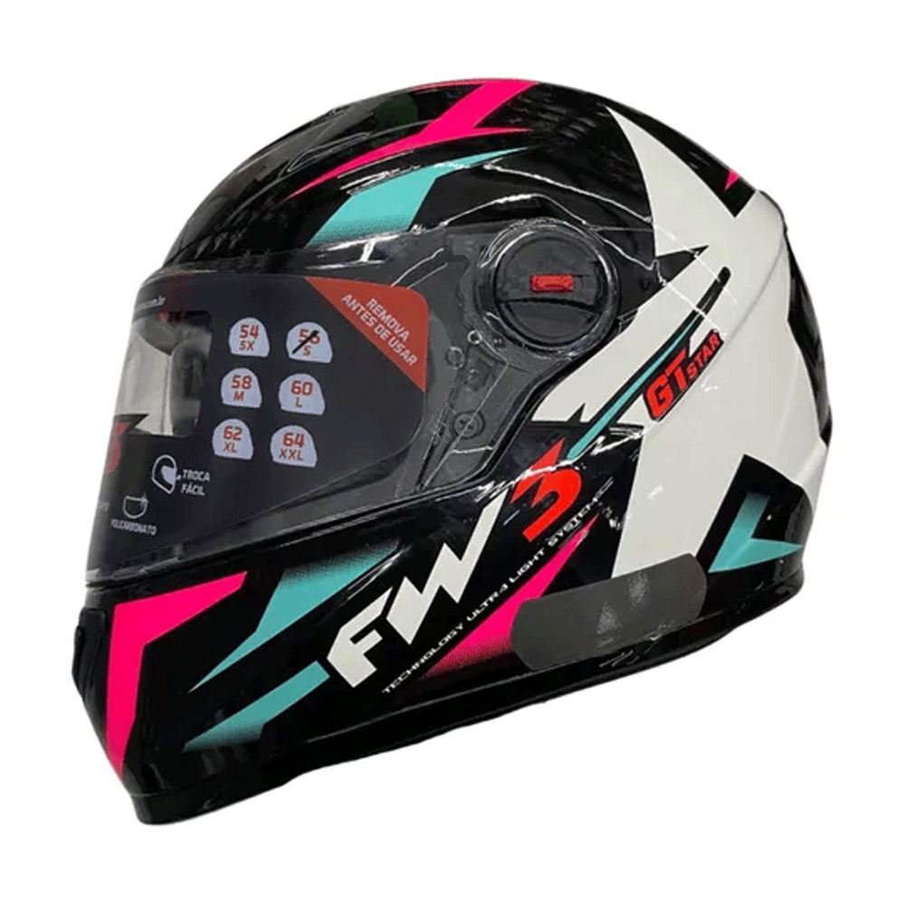 Capacete Fechado Feminino Masculino FW3 GTX Com Óculos Interno em Oferta na Shopee