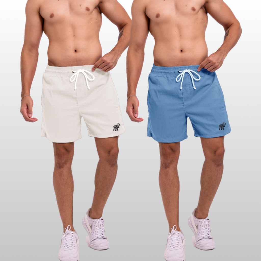 kit Com 2 Short De Linho Masculino Básico Mauricinho Premium De Alta Qualidade