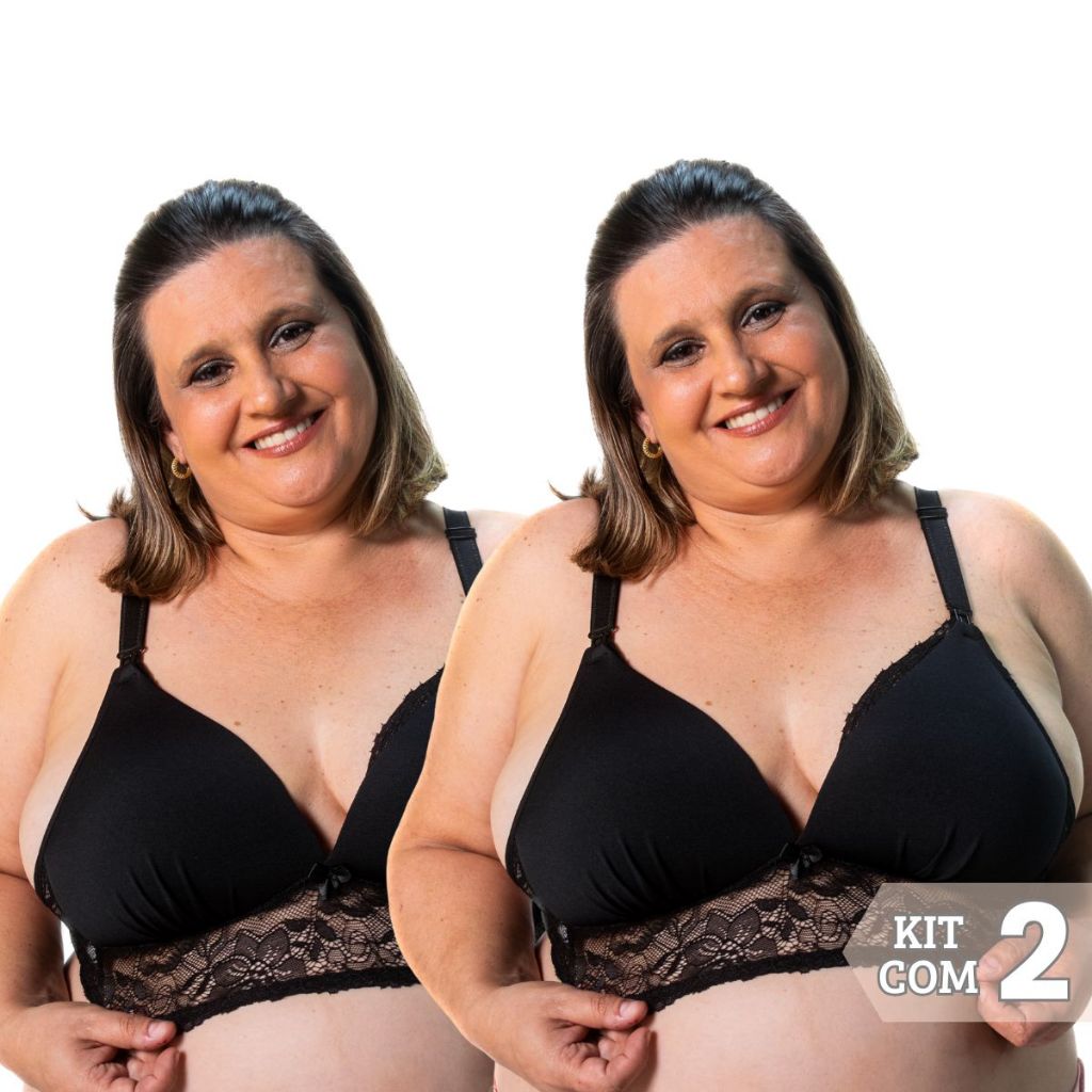 Kit 2 Sutiãs Plus Size Amamentação com Bojo Confortável e Alças Largas