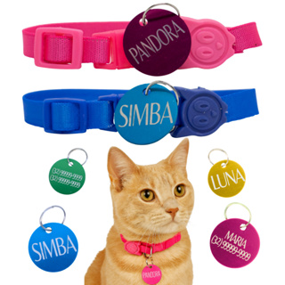 coleira gato pet personalizada com plaquinha de identificação em Oferta na Shopee