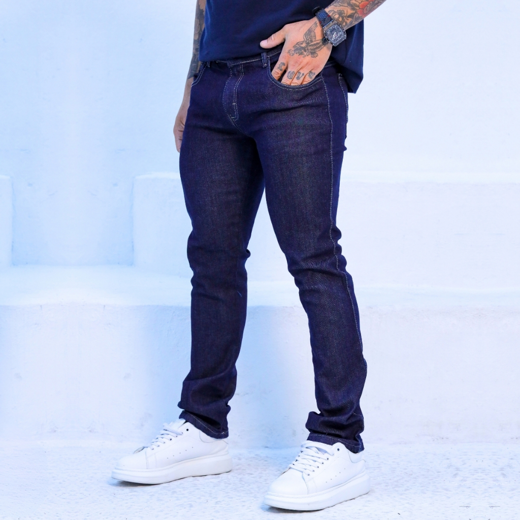 Calça Jeans Slim Masculina Escura Tradicional Skinny Com Lycra Básica Elastano Original