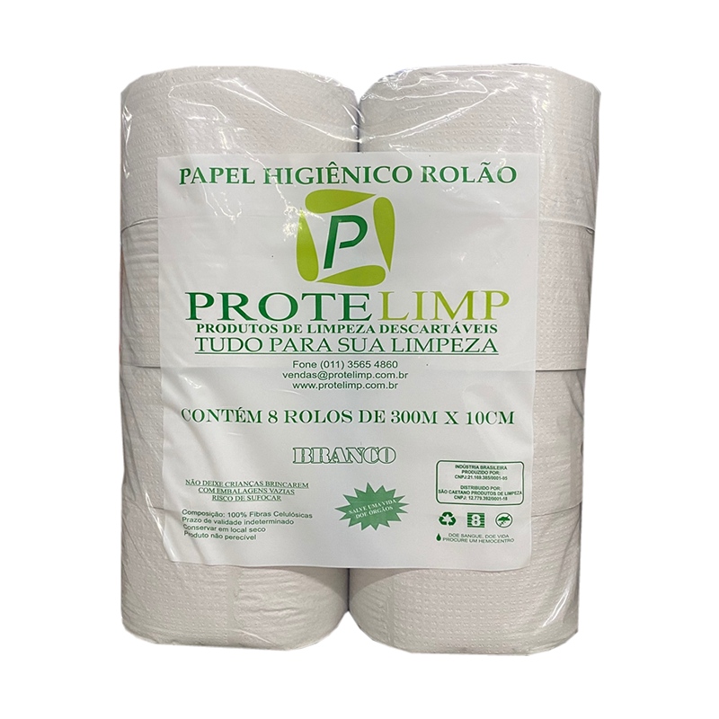 Papel Higiênico 300m C/ 8 Rolos Institucional Protelimp