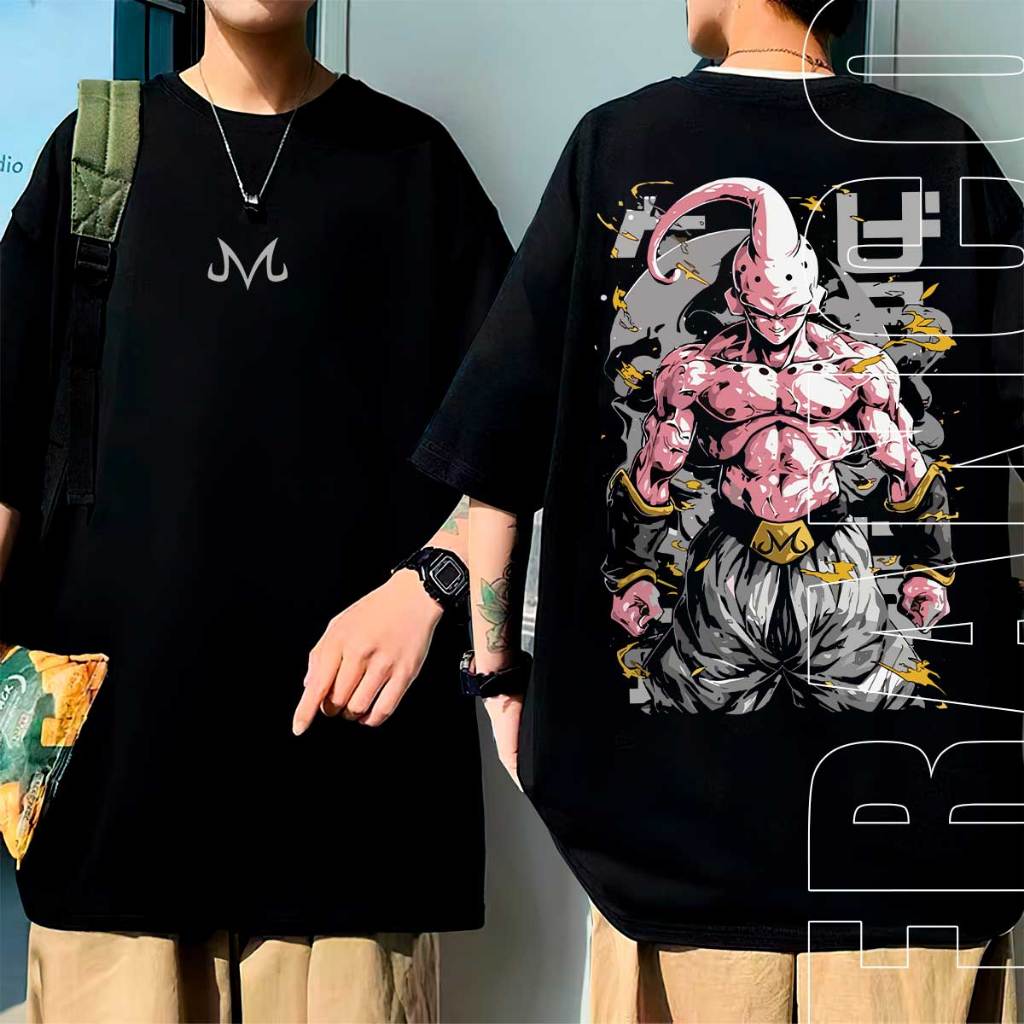 Camiseta Oversized Anime Estampada Geek  Dbz Majin Boo Unissex Algodão Lançamento