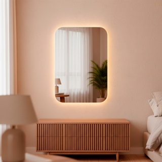 Espelho com Led de Parede Orgânico Decorativo Retangular 55x75 Espelho para Sala Quarto Banheiro em Oferta na Shopee