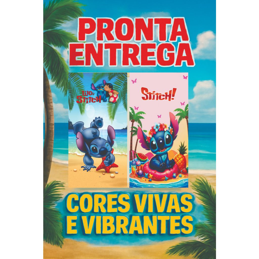TOALHA PERSONAGENS BANHO PRAIA PISCINA - MENINA E MENINO - STITCH