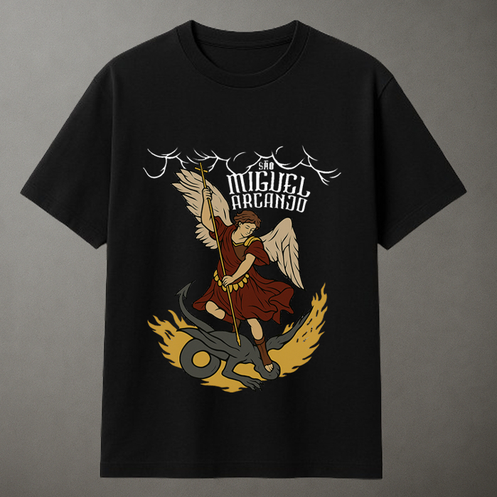Camiseta Básica São Miguel Arcanjo Blusa Manga Curta Unissex 100% Algodão Lançamento