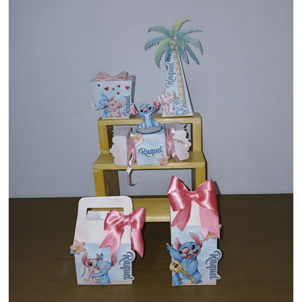 Kit Festa Stitch - Caixinhas Personalizadas Stitch - Lembrancinhas Personalizada - Papelaria Personalizada