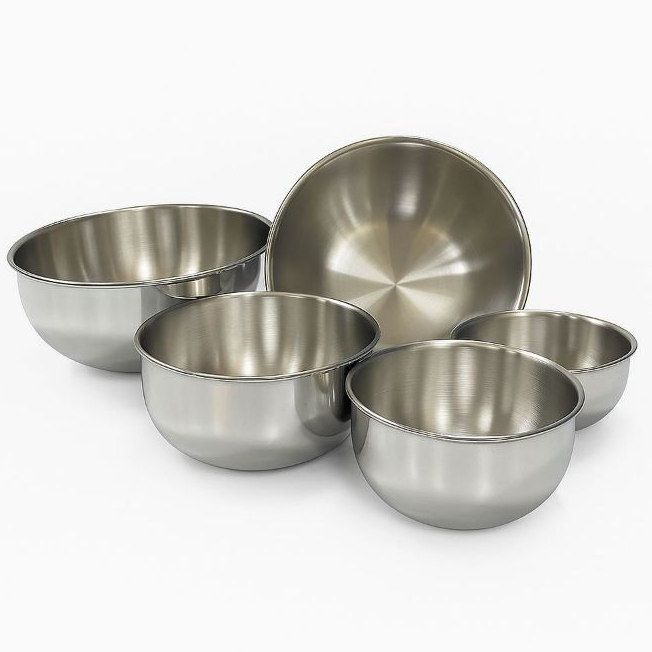Jogo de Bowl 5 Peças Tigelas Empilhável  Gamela Bacia Cozinha Utilidade Aluminio