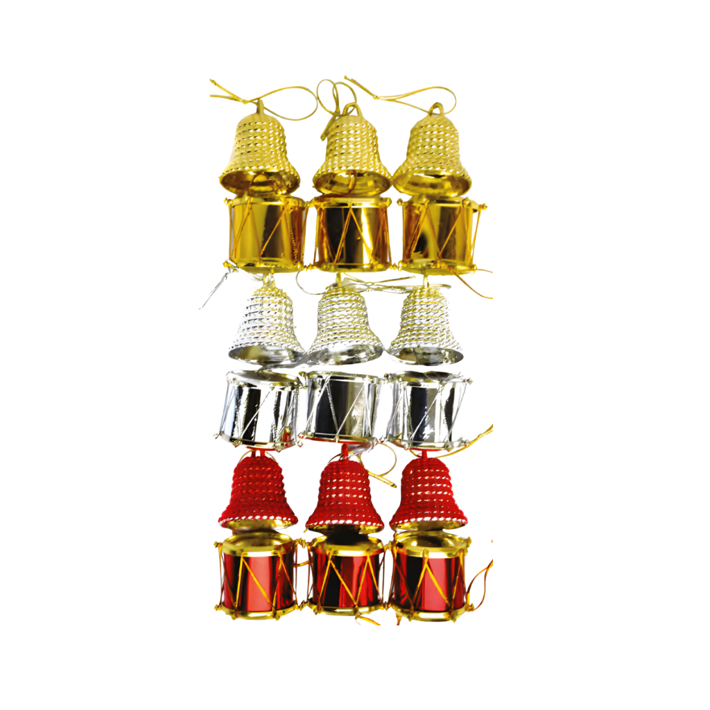 Enfeite pendente Sino e Tambor de natal – decoração arvore de natal Wincy
