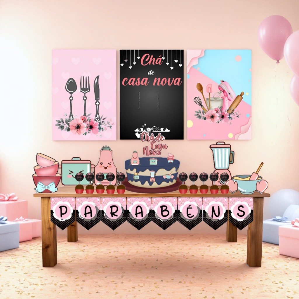 Kit Decoração Festa em Casa Chá de Casa Nova em Oferta na Shopee