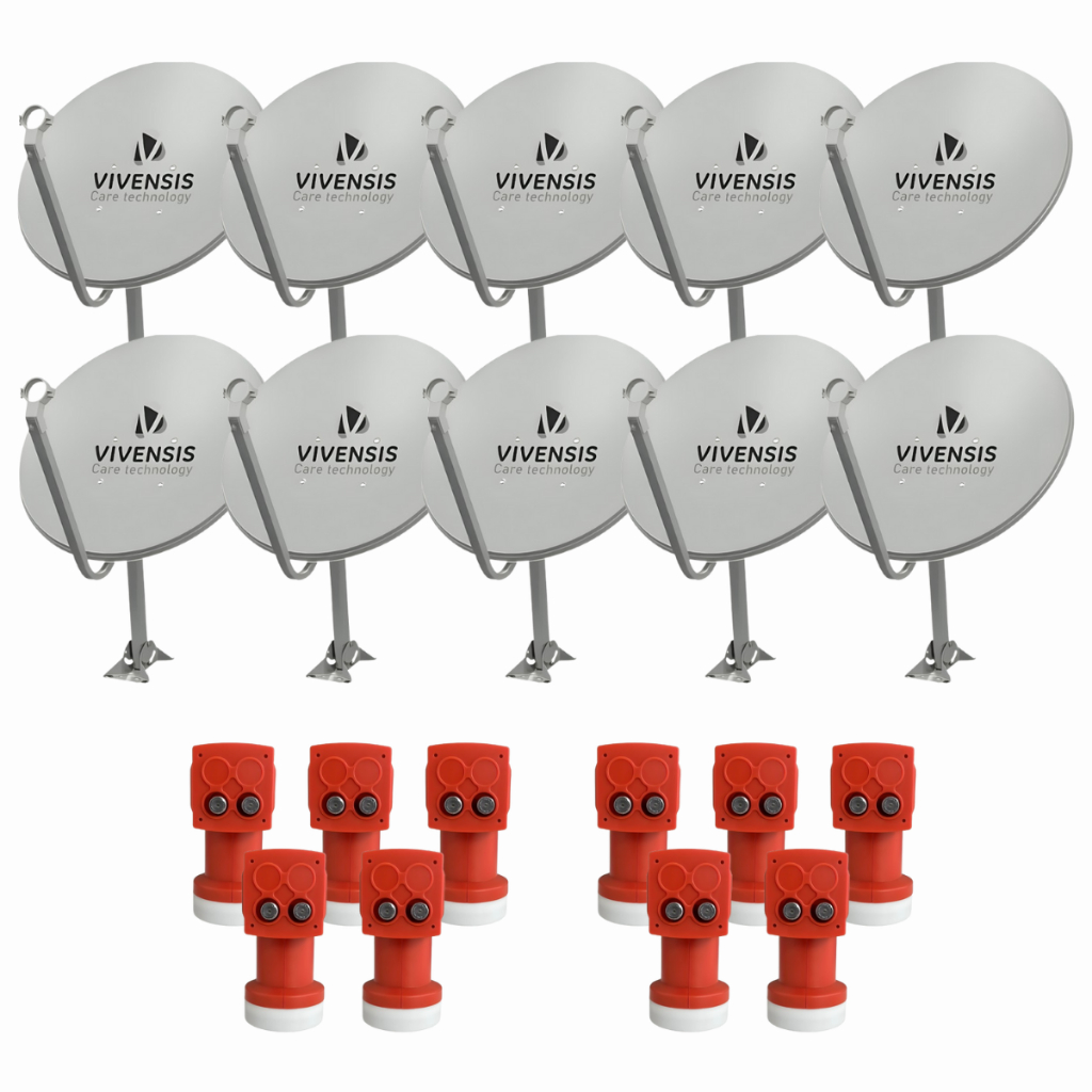 Kit 10 Antena Digital Vivensis Parabolica 60cm Ku + Lnbf Duplo em Oferta na Shopee