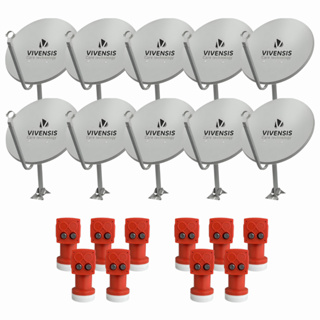 Kit 10 Antena Digital Vivensis Parabolica 60cm Ku + Lnbf Duplo em Oferta na Shopee