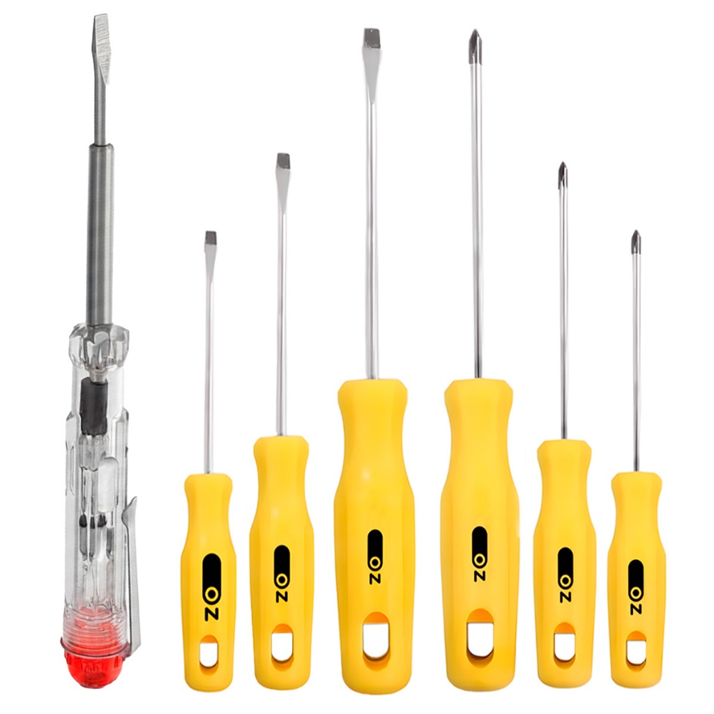 Jogo De Chave Fenda E Philips 6 Peças + Chave Teste De Voltagem Elétrico Oz em Oferta na Shopee