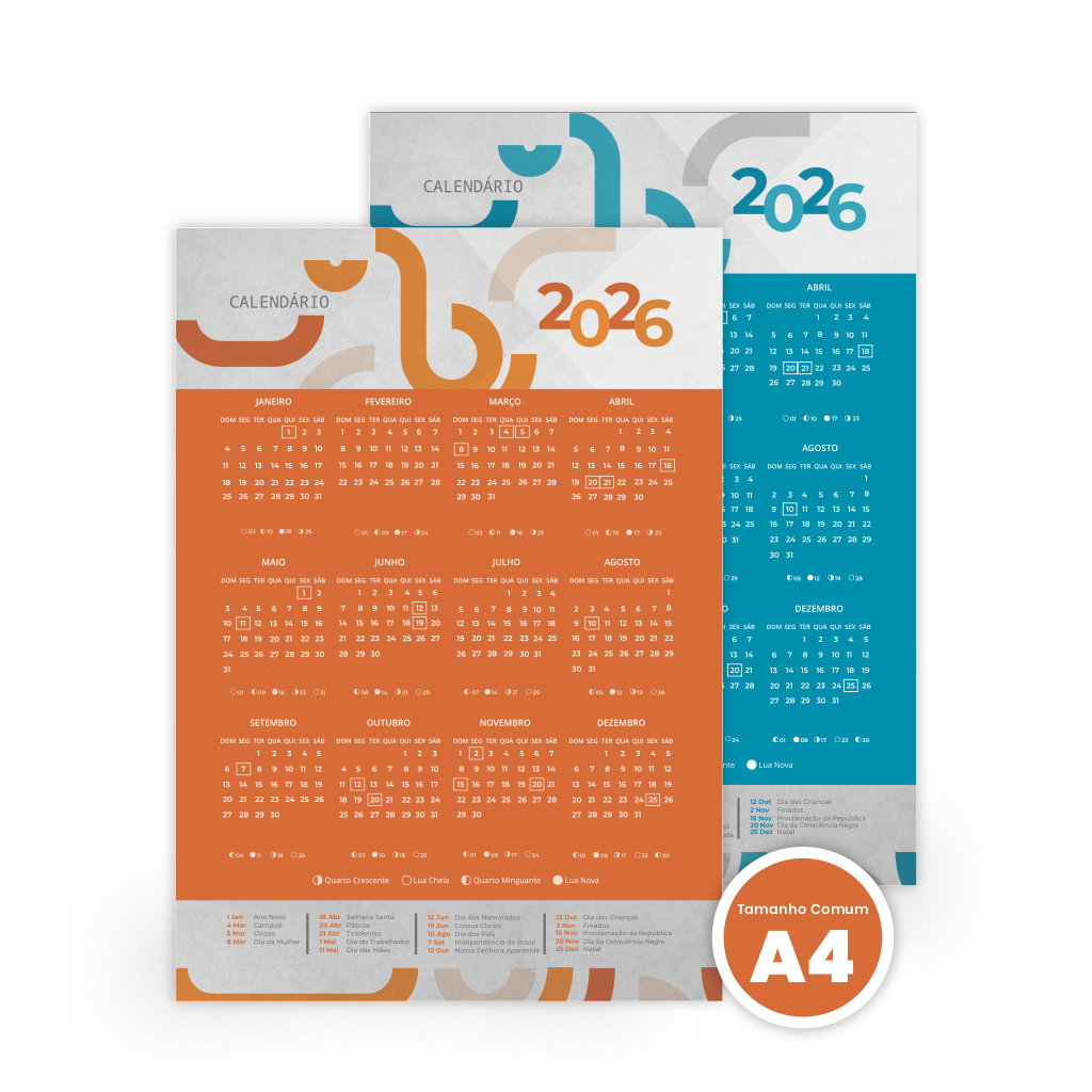 Calendário de Parede 2026 A4 Visual Clean e Organização Completa em Oferta na Shopee