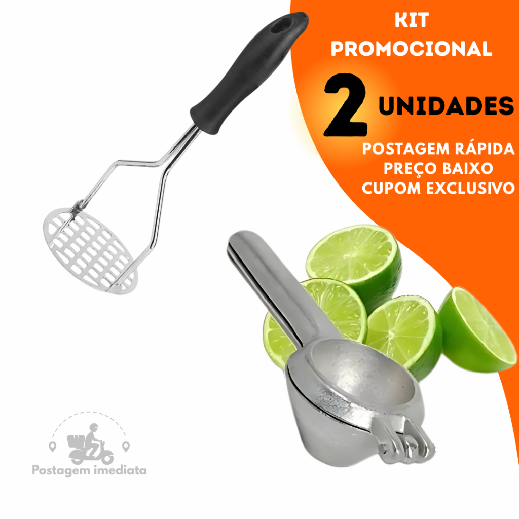 Espremedor de Limão + Espremedor de Batata em Inox kit Cozinha em Oferta na Shopee