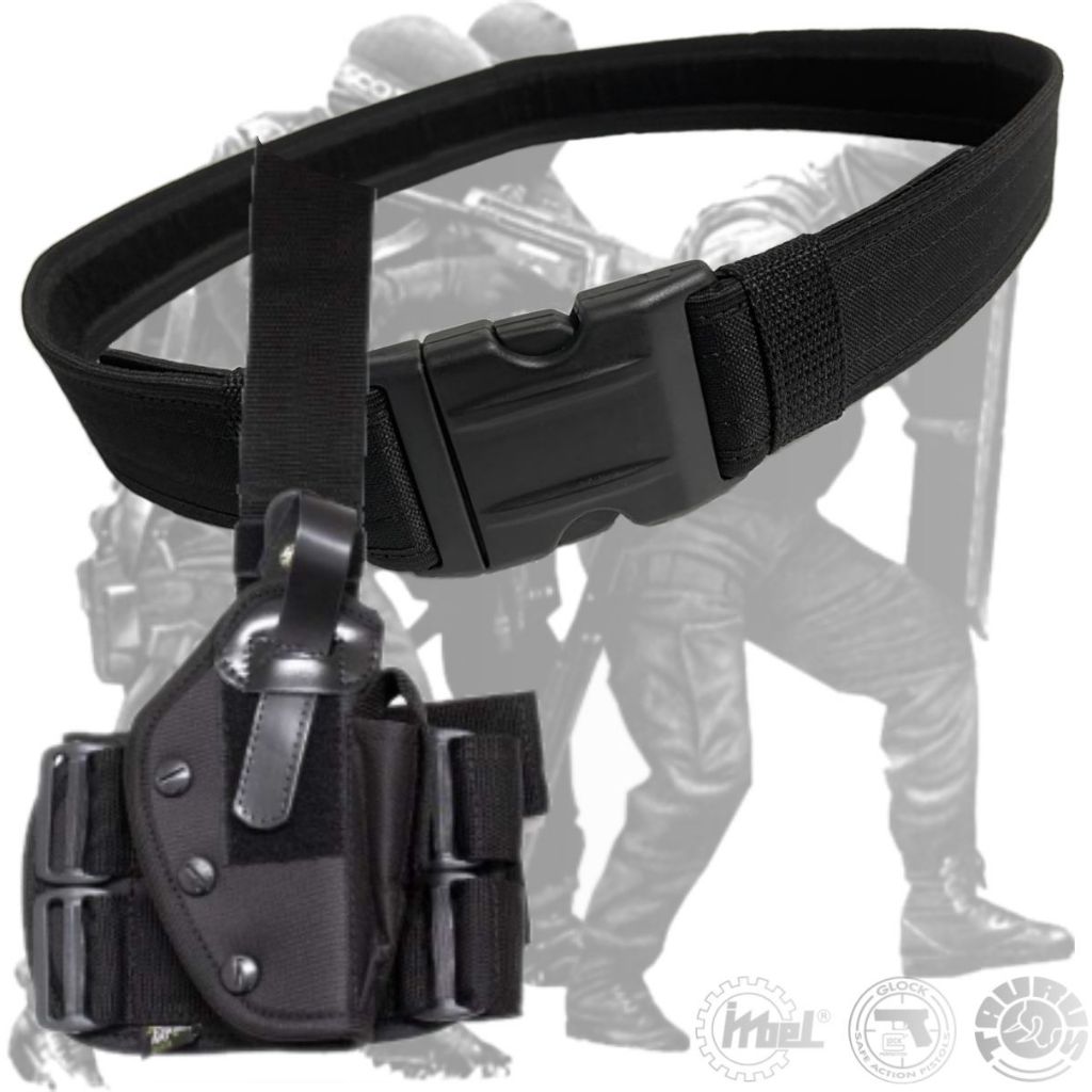 Coldre Universal de Perna para Pistola e Revolver + Cinto Tático