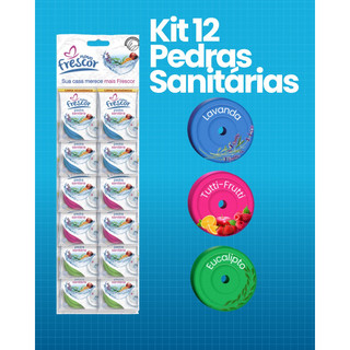 Kit 12 Pedras Sanitárias para Vaso Banheiro Novo Frescor Lavanda Eucalipto e Tutti Frutti Deixe seu banheiro cheiroso