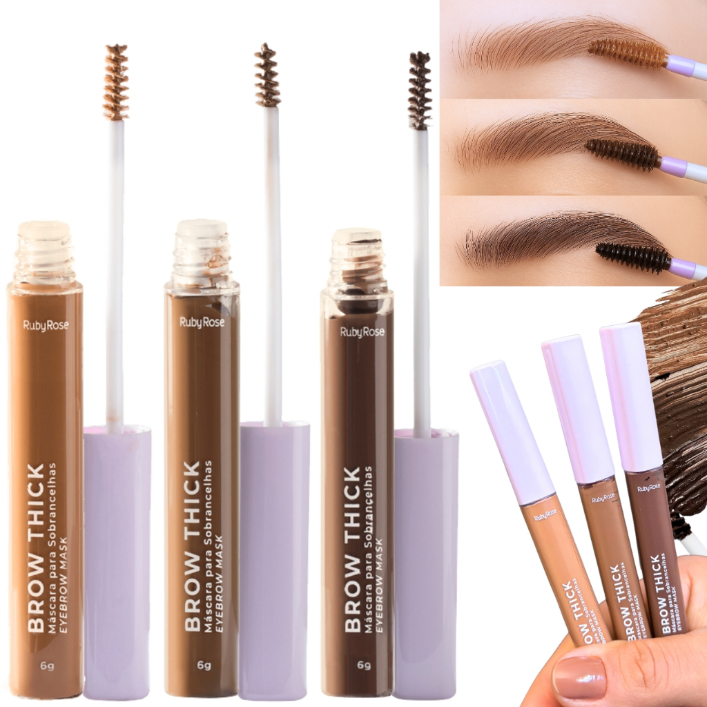 Máscara para Sobrancelhas com Cor Gel Fixador Efeito Brow Lamination Natural Brow Thick Ruby Rose