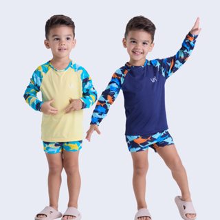 Conjunto Moda Praia UV50+ Infantil Estampa de Tubarão em Oferta na Shopee