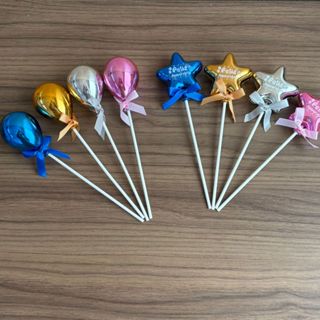 Topo de Bolo Estrela ou Balão Metalizado 21cm Rosê, Azul, Prata ou Dourado para Decoração de Festa em Oferta na Shopee