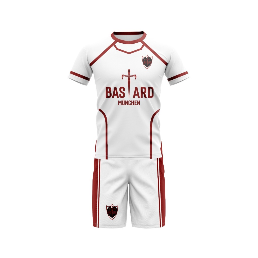 Kit Camiseta e Short Uniforme White Bastard Munchen Anime Blue Lock Escolha Nome e Número