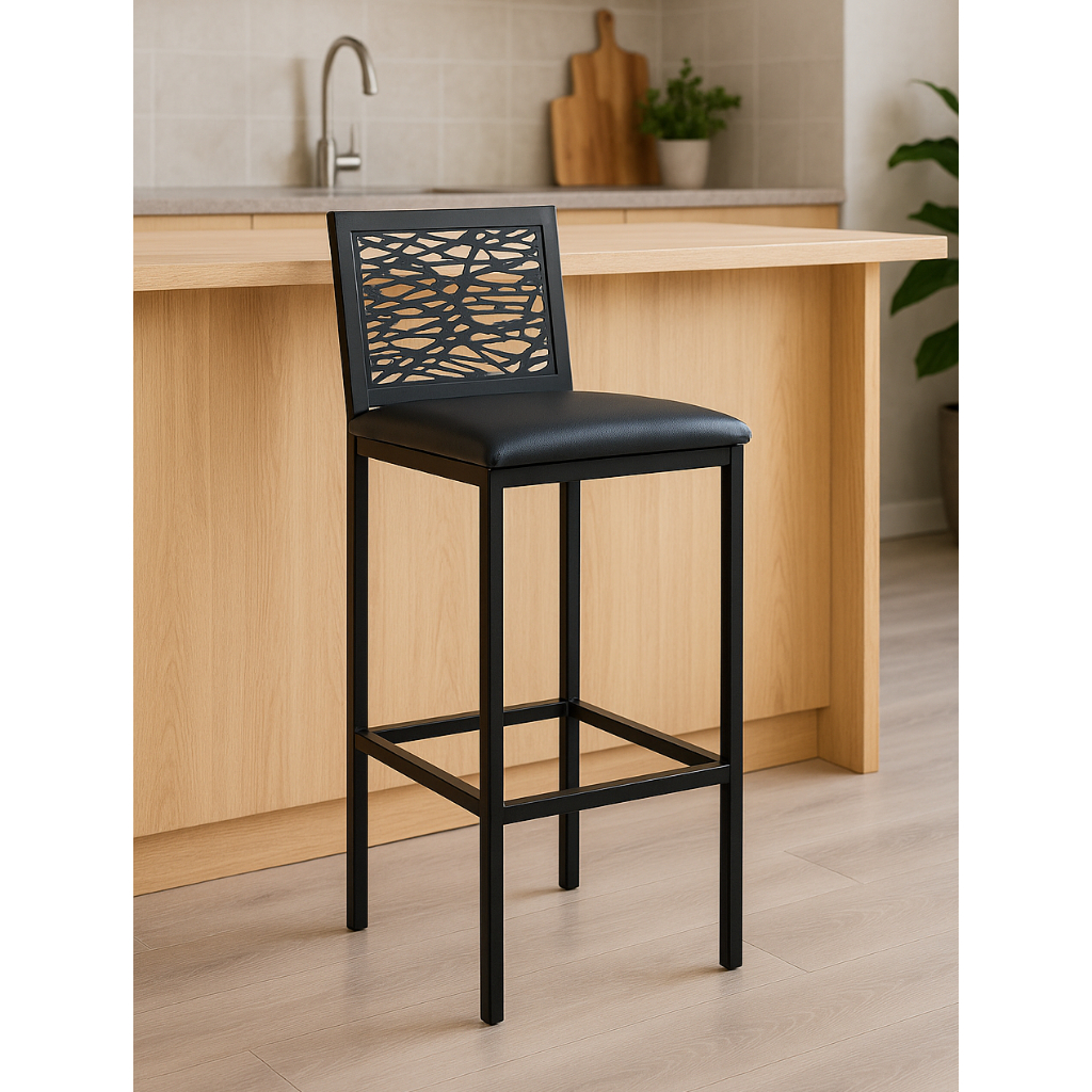 Banqueta Alta Astana Aço Carbono com Encosto – Assento Impermeável para Cozinha Bar Gourmet em Oferta na Shopee