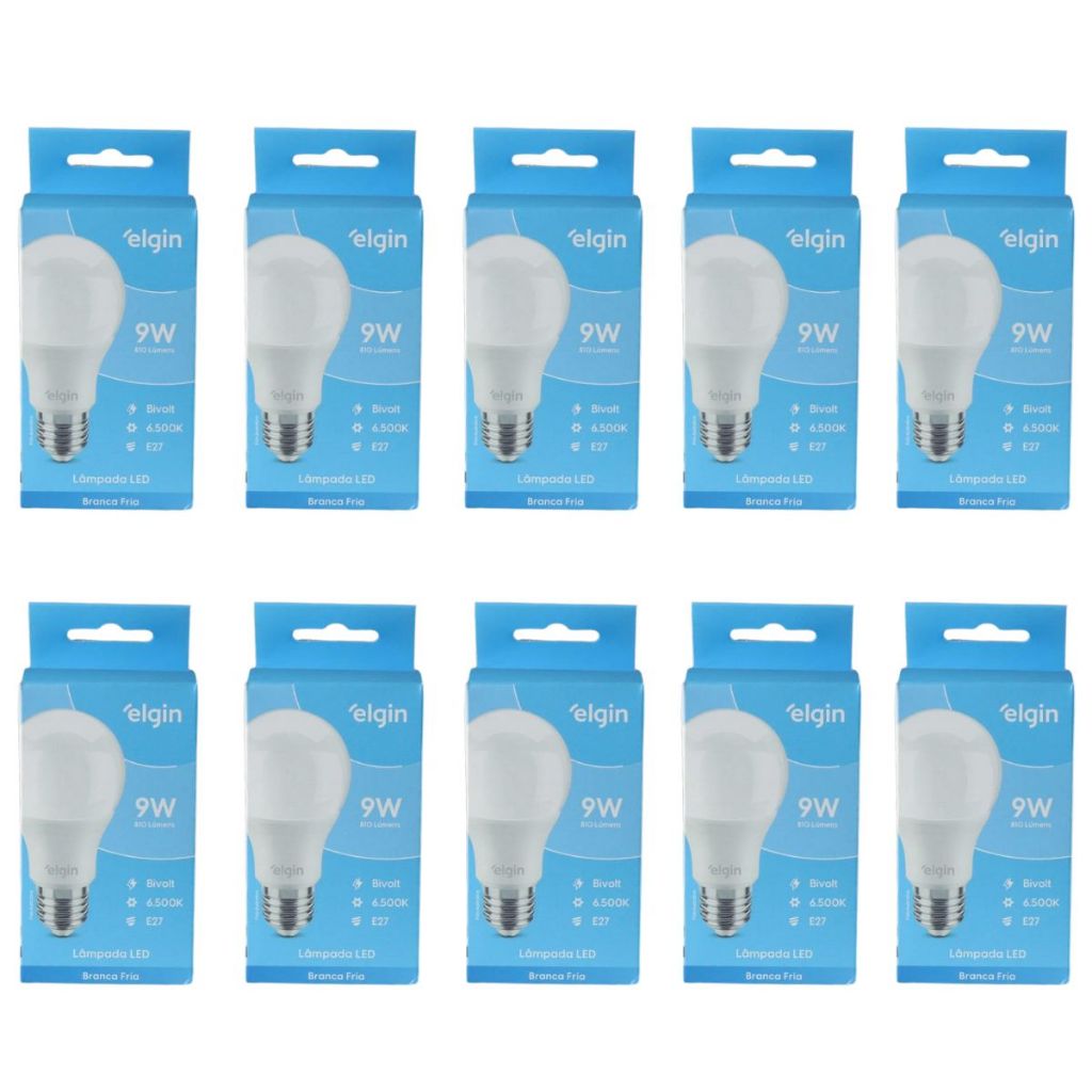 Kit 10 Lâmpadas Elgin Led 9w Bulbo E27 em Oferta na Shopee