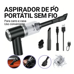 Mini Aspirador de Pó Portátil Automotivo e Doméstico 3 em 1 – Potente Sem Fio e Recarregável Forte