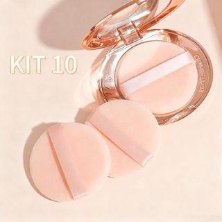 Kit 10 Esponja para Pó Compacto, Veludo, Maquiagem, Aplicação Suave e Acabamento Natural