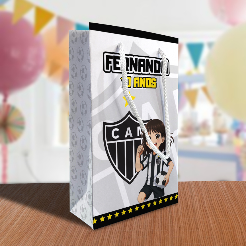 Sacolinha Atlético Mineiro Personalizada Kit Festa Menina Lembrancinha Futebol Galo Sacola
