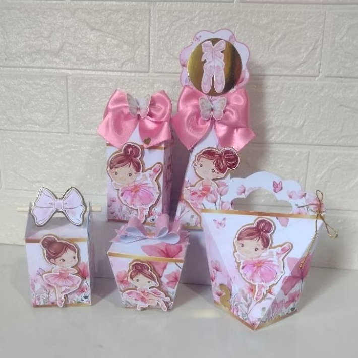 kit clássico de caixinhas personalizada para lembrancinhas de festas de aniversário, tema Bailarina,leia a descrição.