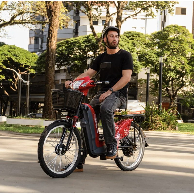 Bicicleta Elétrica 500W com Pedal Assistido Wehawk SB500 Bike Elétrica 48V Vermelho