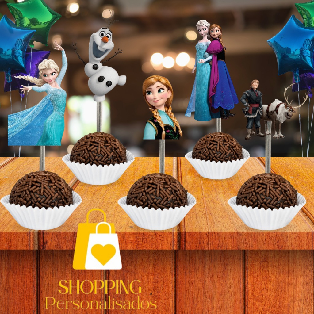50 Tags Toppers P/ Docinho Frozen para festa, brigadeiro beijinho em Oferta na Shopee