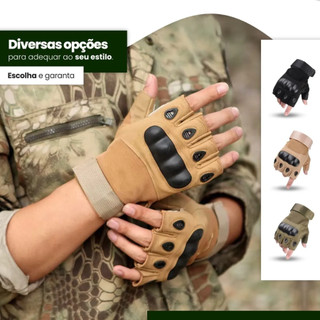 Luvas De Motocicleta De Caça Meio Dedo Táticas Militares Esportiva Ciclismo Unissex com P…