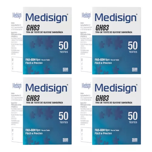 200 Tiras Para Medir Glicose - Medisign GH83 Glicemia ( 4 TUBETES )